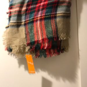 New Plaid Love of Fashion blanket scarf  with tag